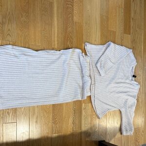 SHEIN Cream Ribbed Knit Dress Set